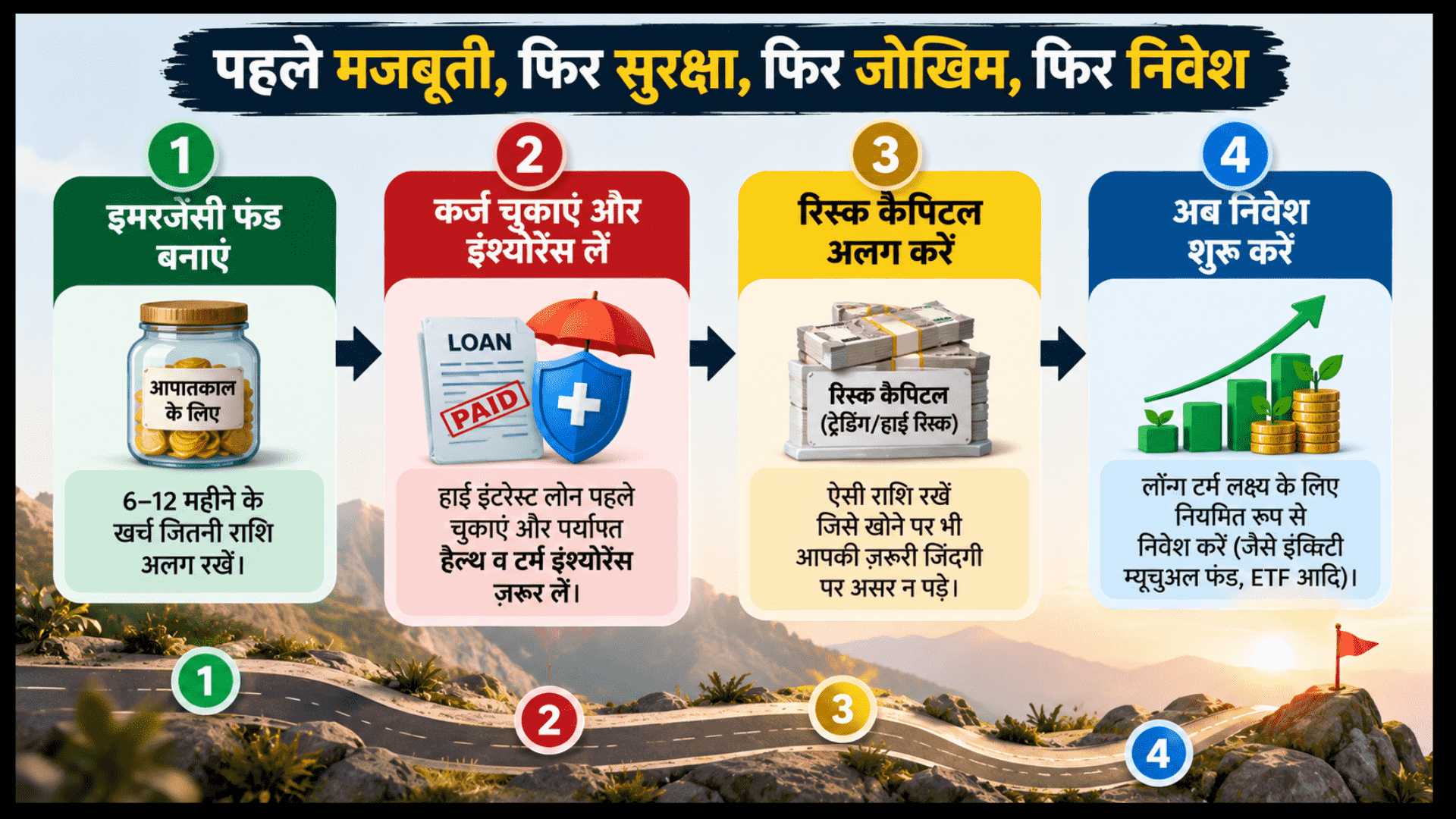 पहले मज़बूत, फिर सुरक्षा, फिर जोखिम, फिर निवेश